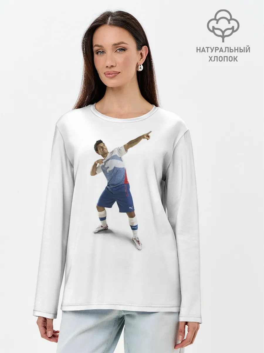 Лонгслив женский. Хлопок / Смешной Серхио Агуэро