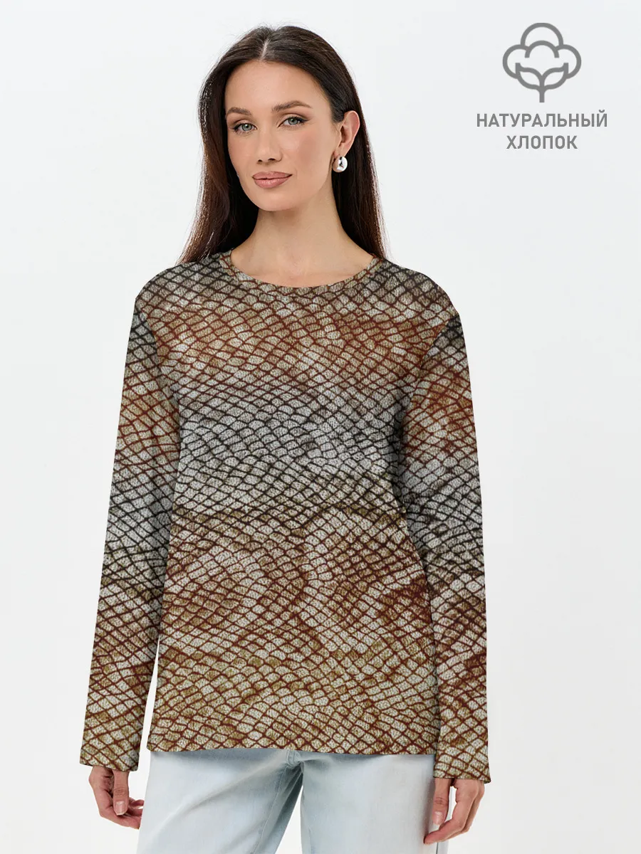 Лонгслив женский. Хлопок / Snake skin