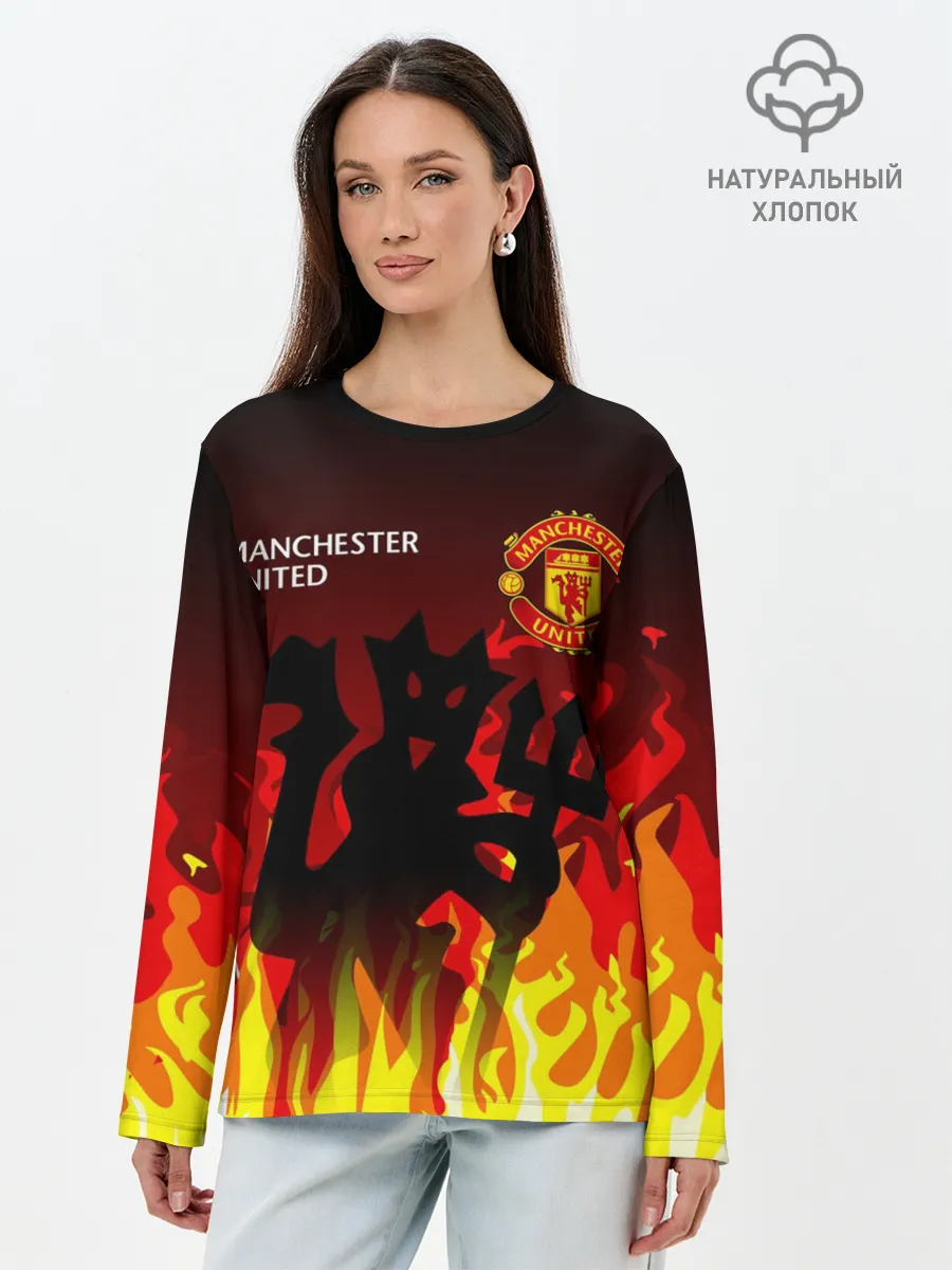 Лонгслив женский. Хлопок / MANCHESTER UNITED / ДЬЯВОЛ
