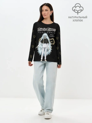 Лонгслив женский. Хлопок / Генри Леголант Чёрный клевер