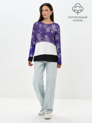 Лонгслив женский. Хлопок / одинокое дерево в ночи