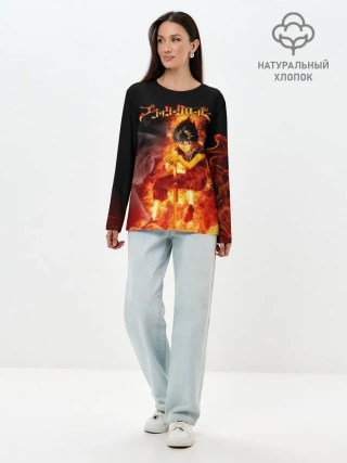 Лонгслив женский. Хлопок / Юно в огне | Чёрный клевер