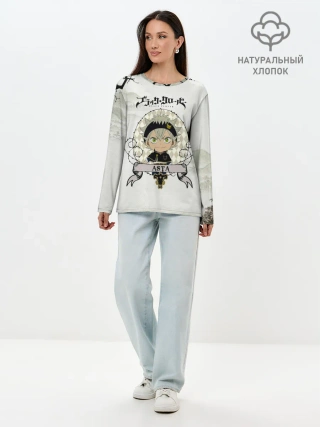 Лонгслив женский. Хлопок / Аста Чёрный клевер Япония