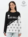 Лонгслив женский. Хлопок / Черные быки | Чёрный клевер