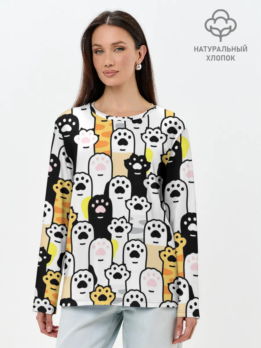 Лонгслив женский. Хлопок / КОШАЧИЬ ЛАПЫ