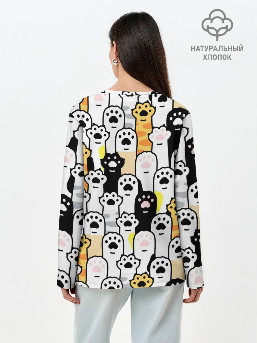 Лонгслив женский. Хлопок / КОШАЧИЬ ЛАПЫ