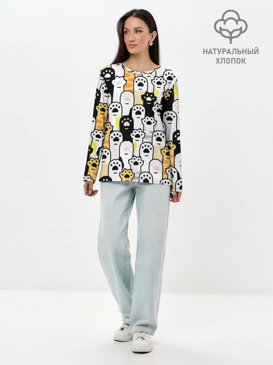 Лонгслив женский. Хлопок / КОШАЧИЬ ЛАПЫ