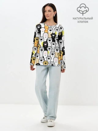 Лонгслив женский. Хлопок / КОШАЧИЬ ЛАПЫ