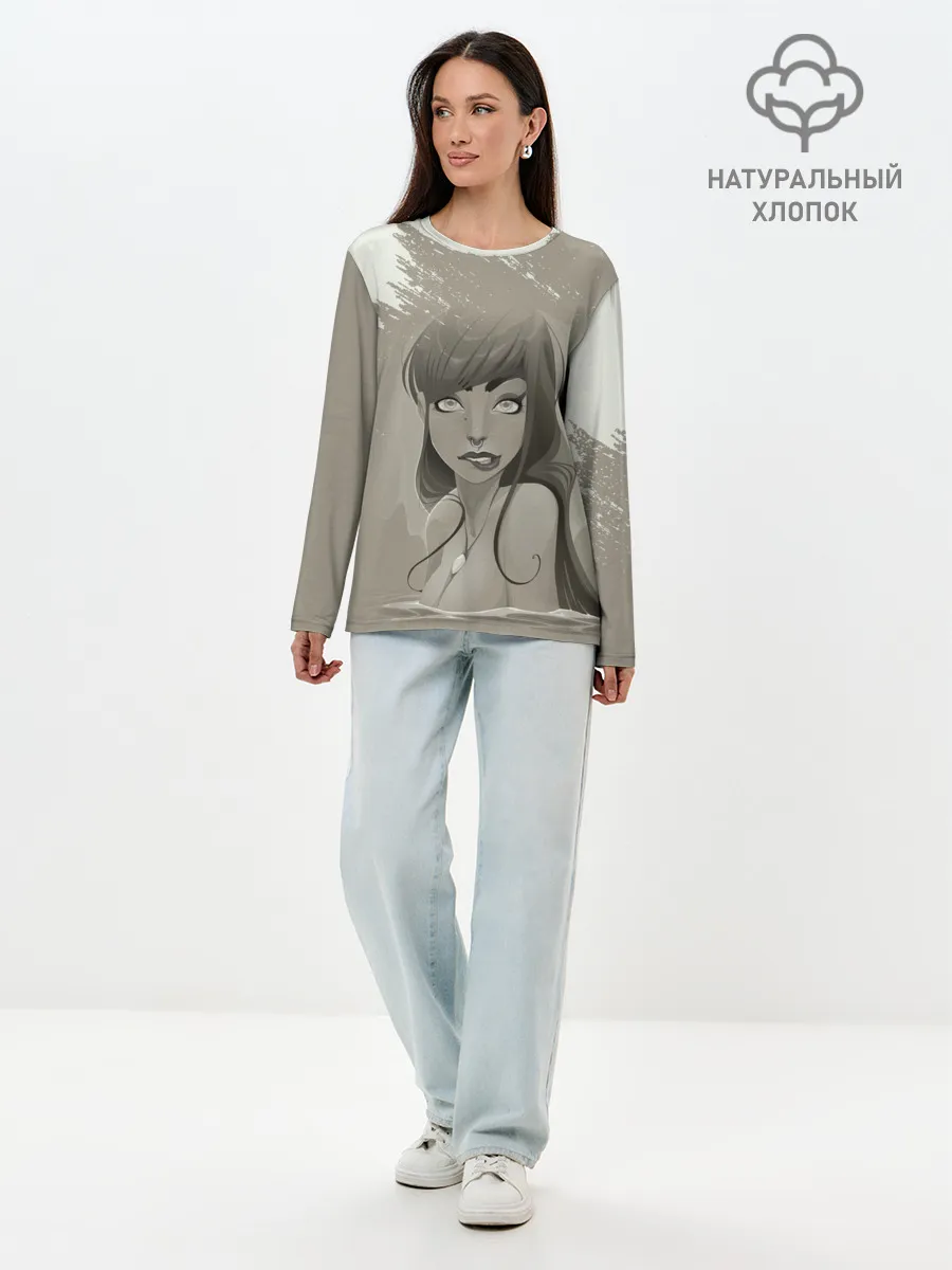 Лонгслив женский. Хлопок / Красивая русалка | Beautiful mermaid
