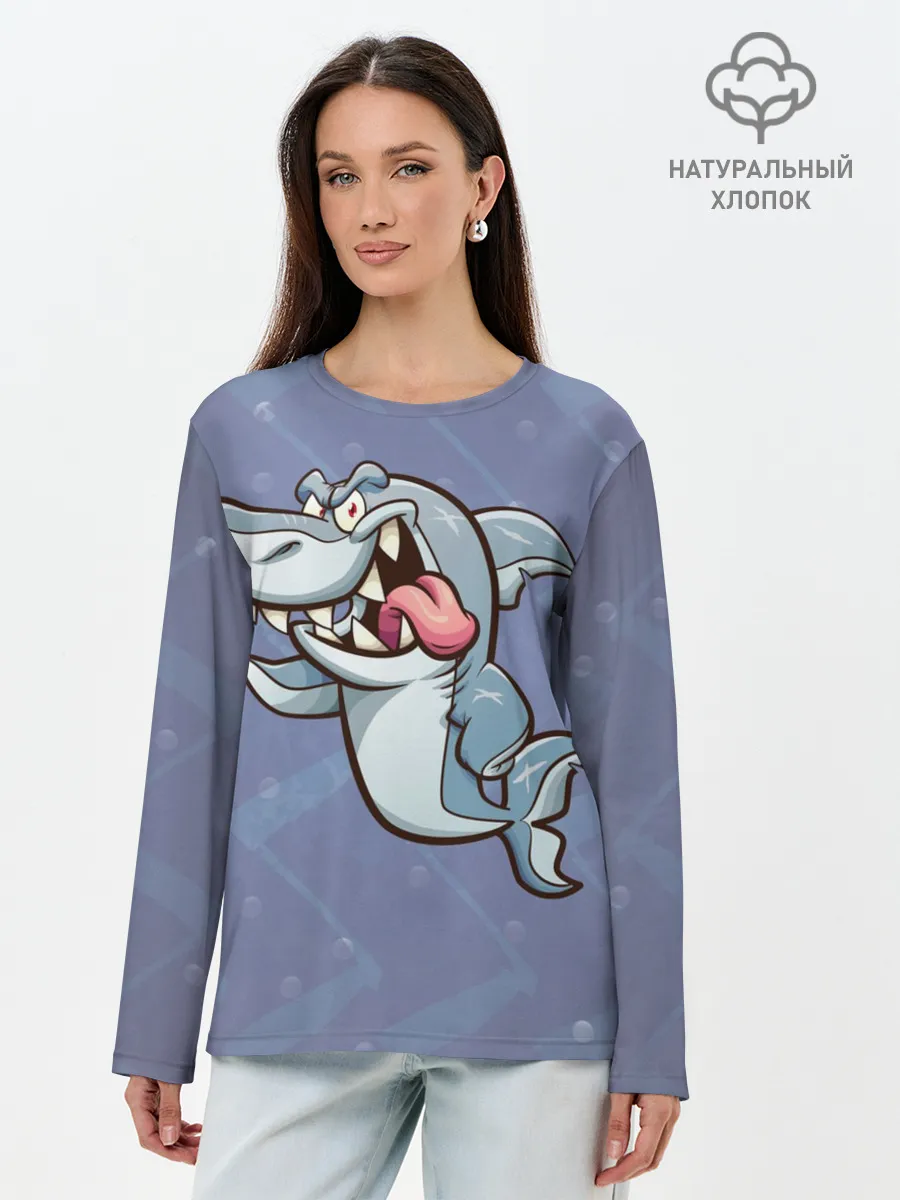 Лонгслив женский. Хлопок / Акула