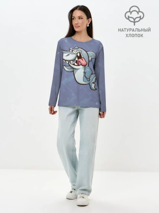 Лонгслив женский. Хлопок / Акула