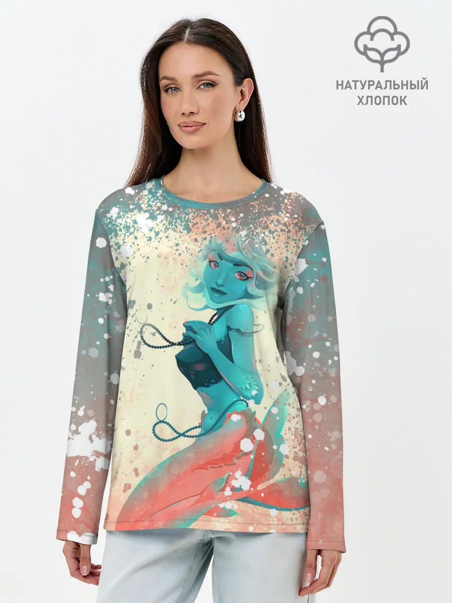 Лонгслив женский. Хлопок / Русалочка | Mermaid