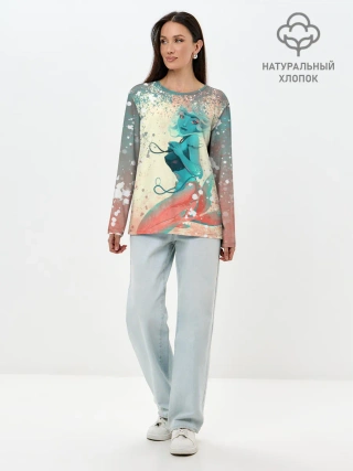 Лонгслив женский. Хлопок / Русалочка | Mermaid