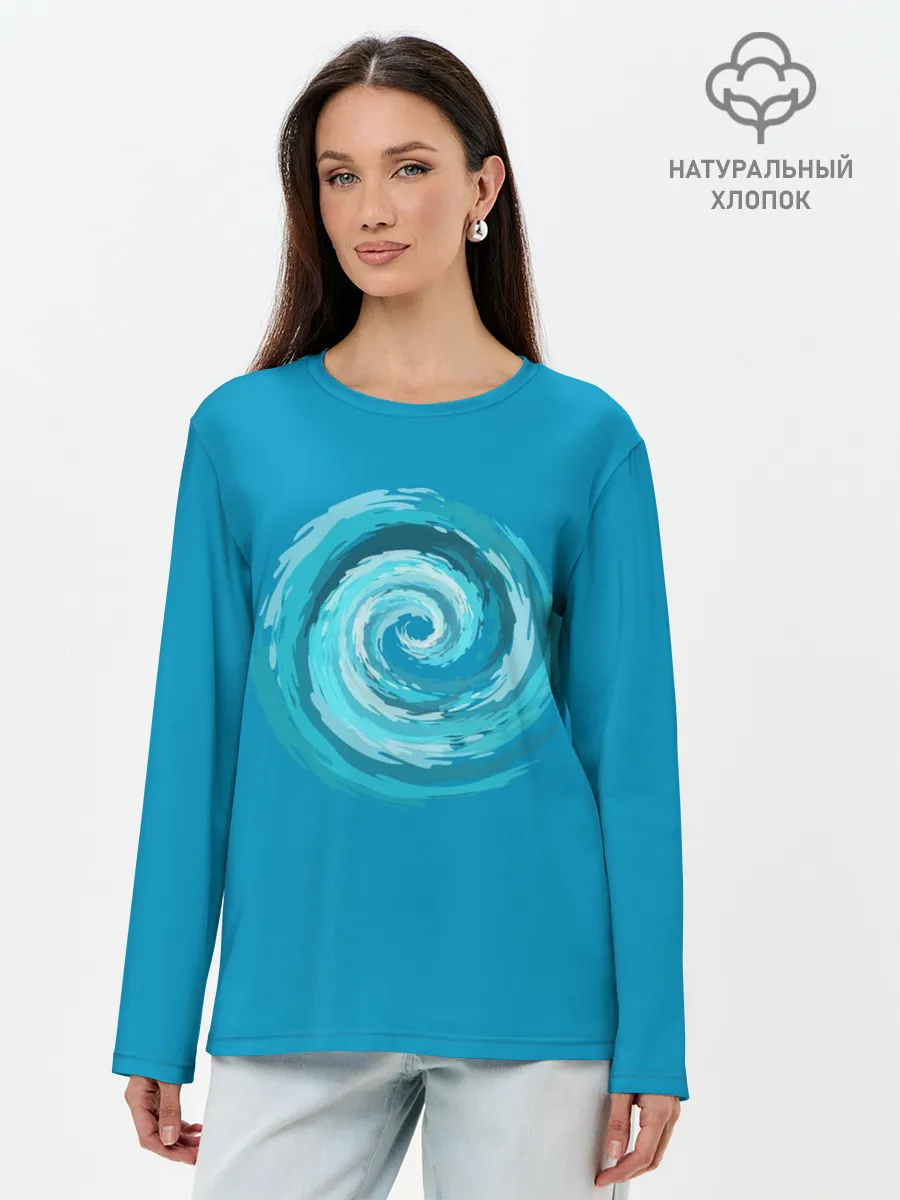Лонгслив женский. Хлопок / Водоворот