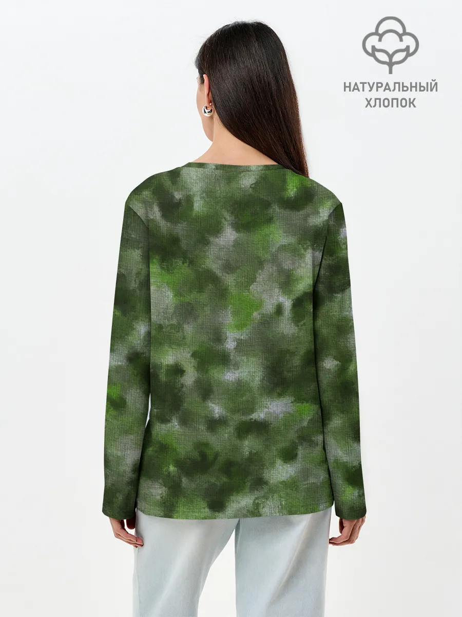 Лонгслив женский. Хлопок / Canvas Green Camo