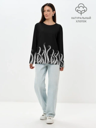 Лонгслив женский. Хлопок / Octopus Щупальца