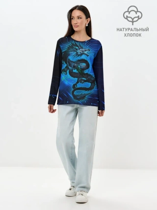 Лонгслив женский. Хлопок / Кибер-Dragon