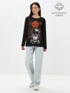 Лонгслив женский. Хлопок / Черный Аста | Чёрный клевер