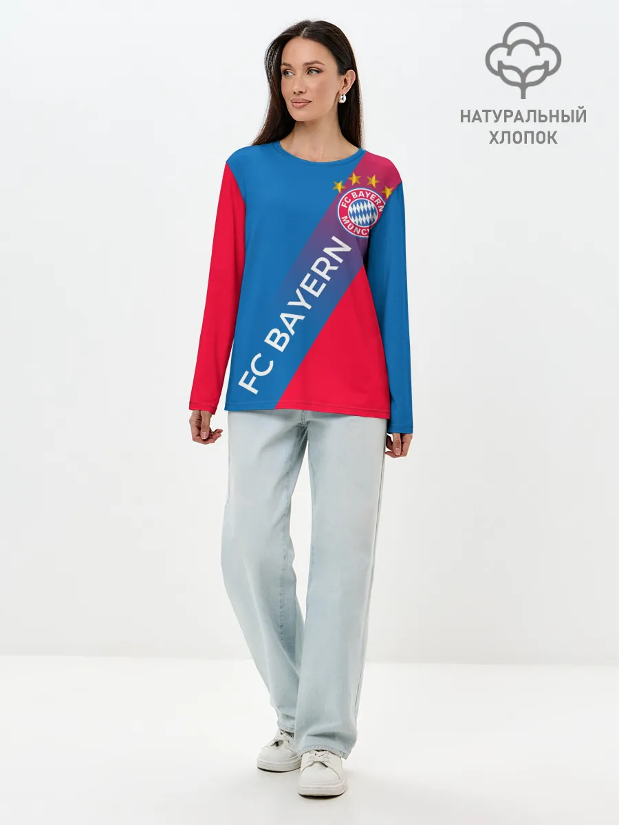 Лонгслив женский. Хлопок / ФК БАВАРИЯ / BAYERN / ГРАДИЕНТ