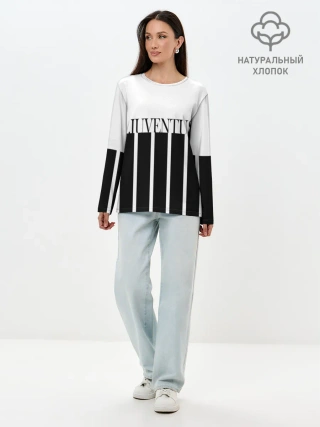 Лонгслив женский. Хлопок / Juventus | Tee Black and White