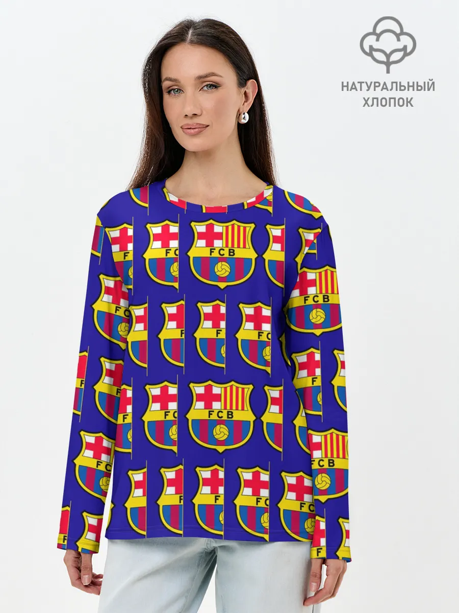Лонгслив женский. Хлопок / ФК БАРСЕЛОНА / PATTERN / УЗОР