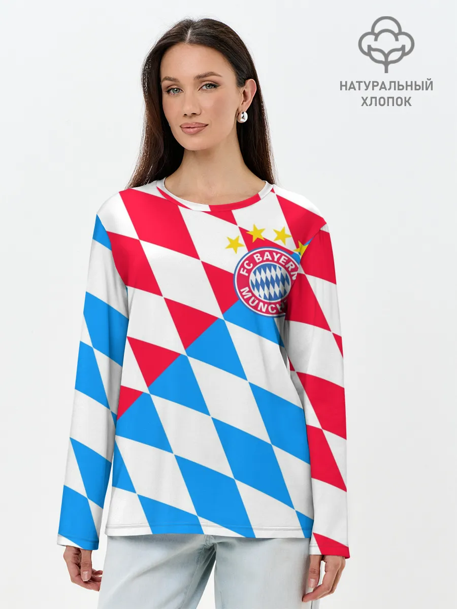 Лонгслив женский. Хлопок / ФК БАВАРИЯ / BAYERN / МЮНХЕН