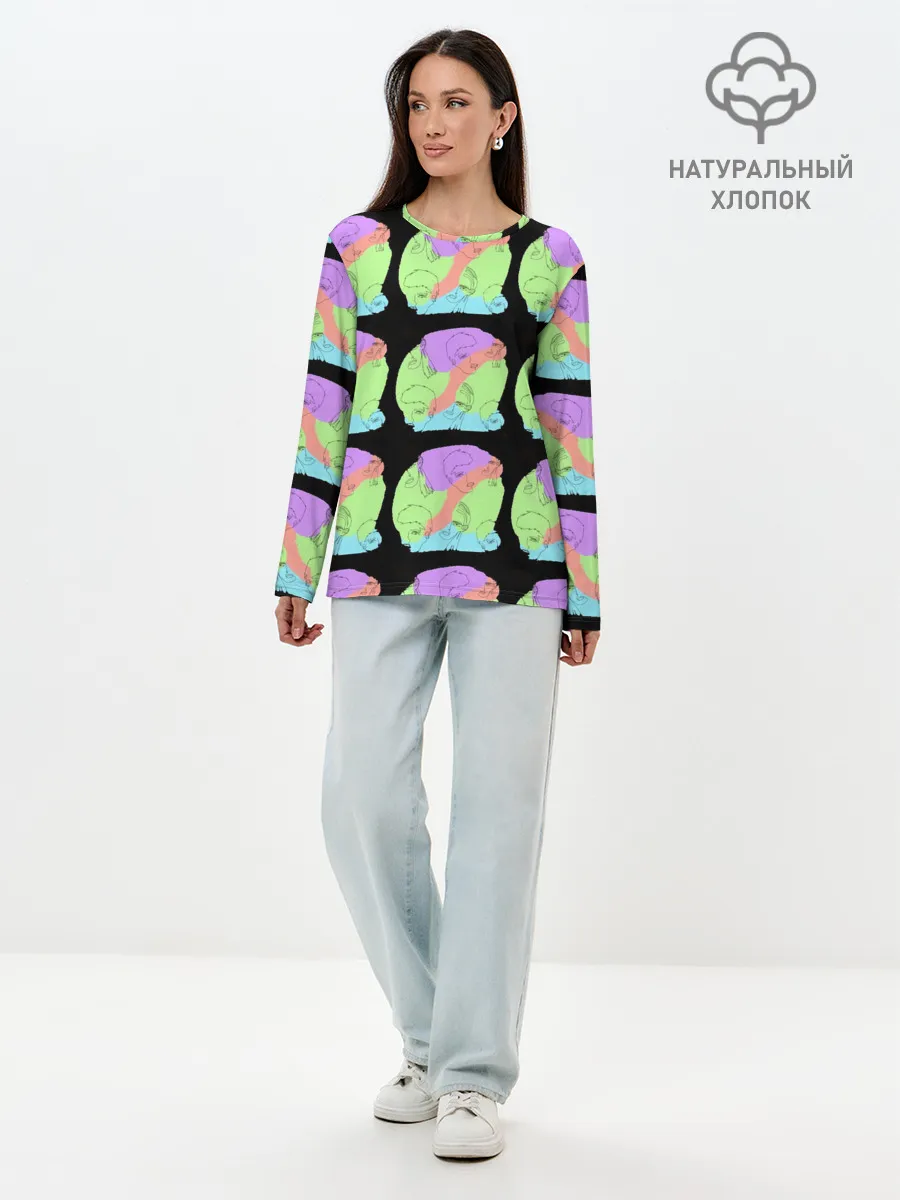 Лонгслив женский. Хлопок / Лица