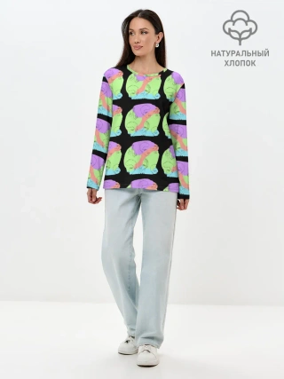 Лонгслив женский. Хлопок / Лица