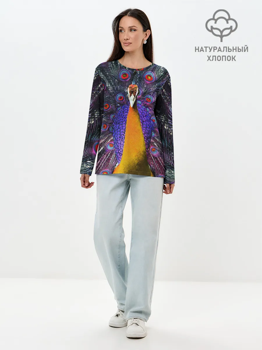 Лонгслив женский. Хлопок / Павлин