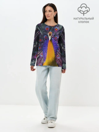 Лонгслив женский. Хлопок / Павлин