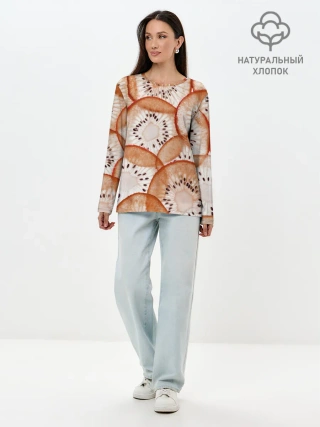 Лонгслив женский. Хлопок / Красный Киви