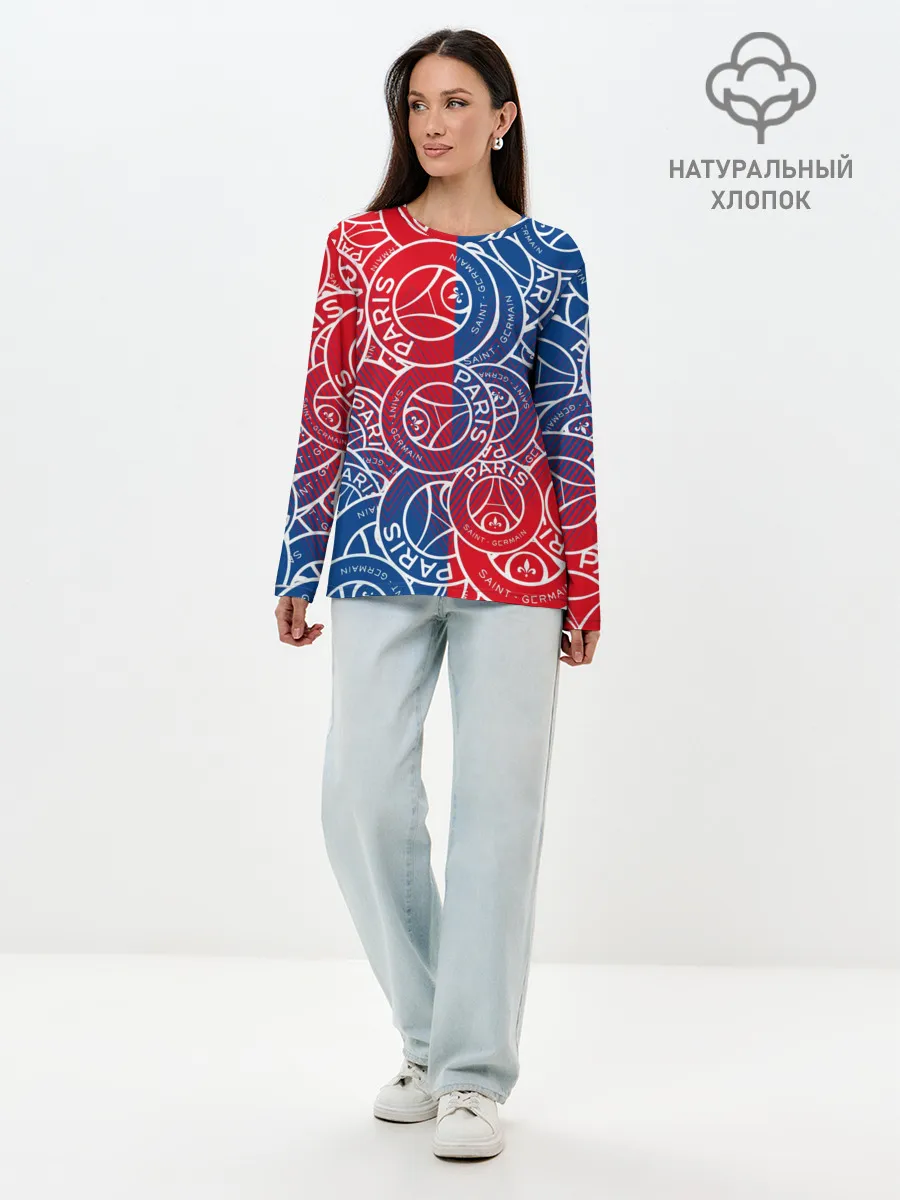 Лонгслив женский. Хлопок / ФК ПСЖ / PARIS SAINT GERMAIN
