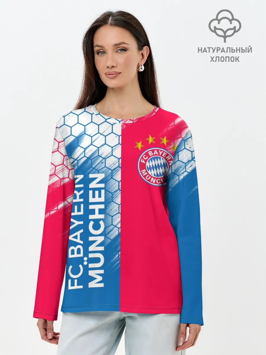 Лонгслив женский. Хлопок / ФК БАВАРИЯ / BAYERN / МЮНХЕН
