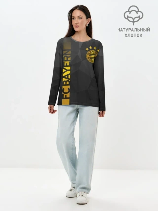 Лонгслив женский. Хлопок / ФК БАВАРИЯ / BAYERN / ЗОЛОТО