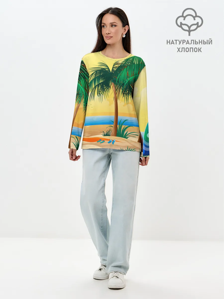 Лонгслив женский. Хлопок / Пляж