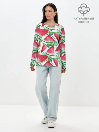 Лонгслив женский. Хлопок / Арбузное настроение