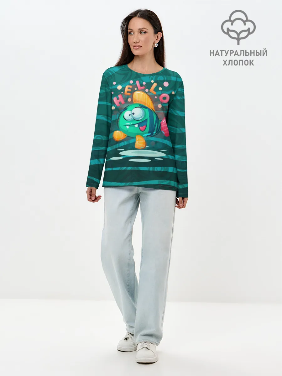 Лонгслив женский. Хлопок / Рыбка Hello