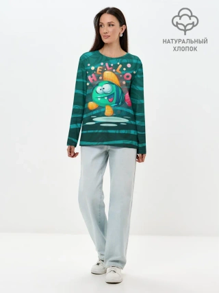 Лонгслив женский. Хлопок / Рыбка Hello