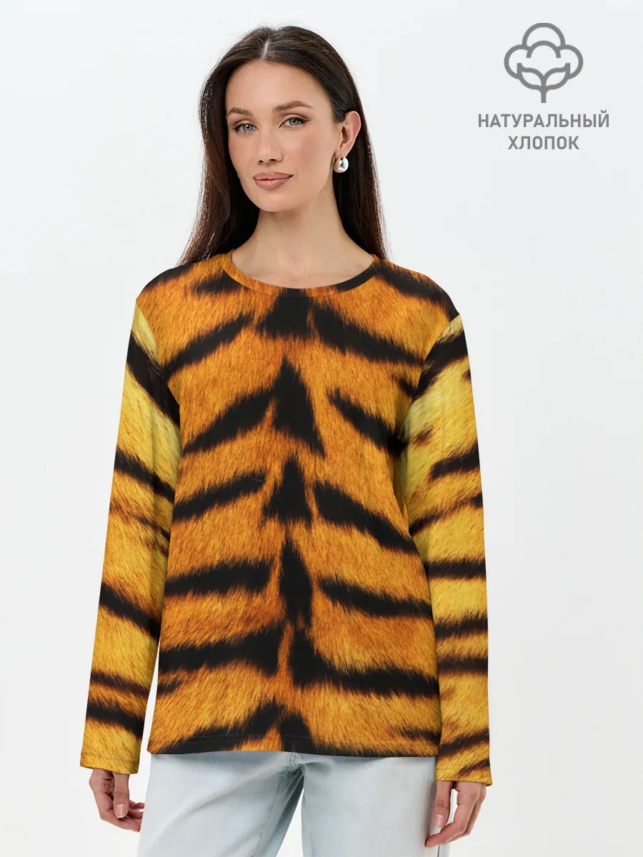 Лонгслив женский. Хлопок / Шкура Тигра