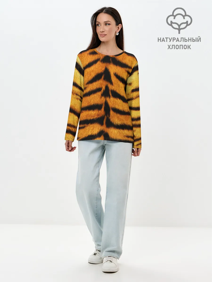 Лонгслив женский. Хлопок / Шкура Тигра