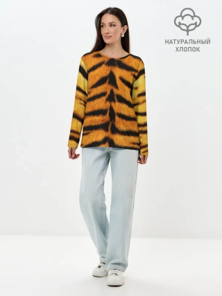 Лонгслив женский. Хлопок / Шкура Тигра