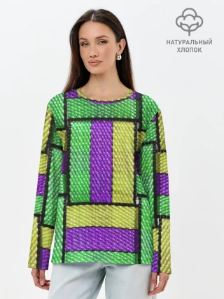 Лонгслив женский. Хлопок / Цветные Ремешки
