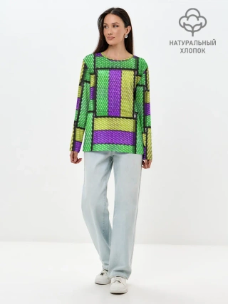 Лонгслив женский. Хлопок / Цветные Ремешки