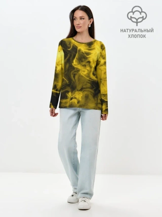 Лонгслив женский. Хлопок / Желтый Неоновый Дым