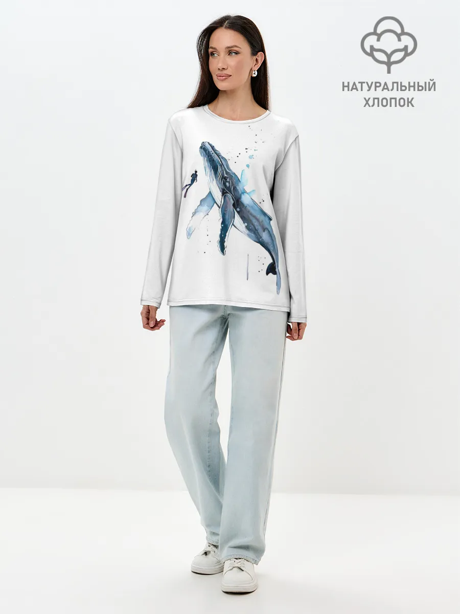 Лонгслив женский. Хлопок / кит