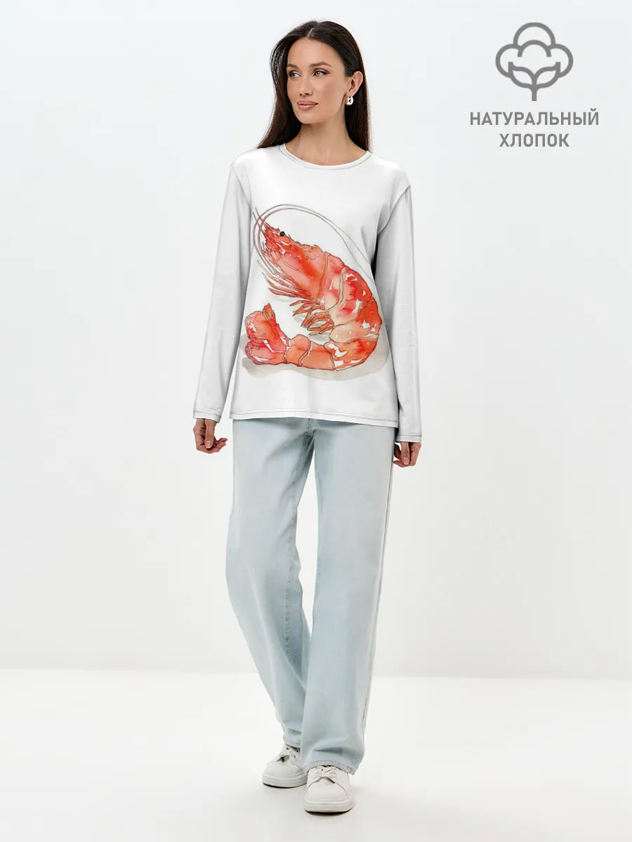 Лонгслив женский. Хлопок / креветка