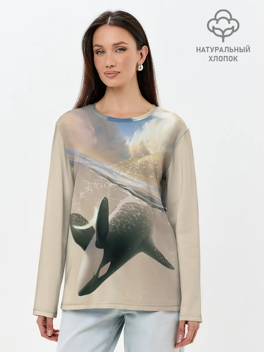 Лонгслив женский. Хлопок / косатка