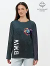 Лонгслив женский. Хлопок / BMW Heart. Grooved Texture