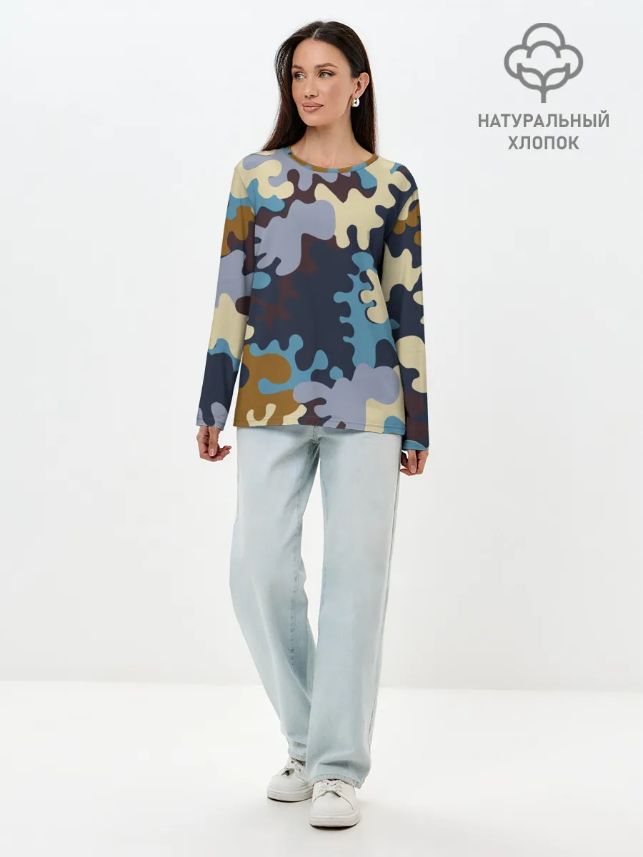 Лонгслив женский. Хлопок / Облака