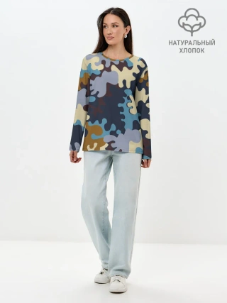 Лонгслив женский. Хлопок / Облака